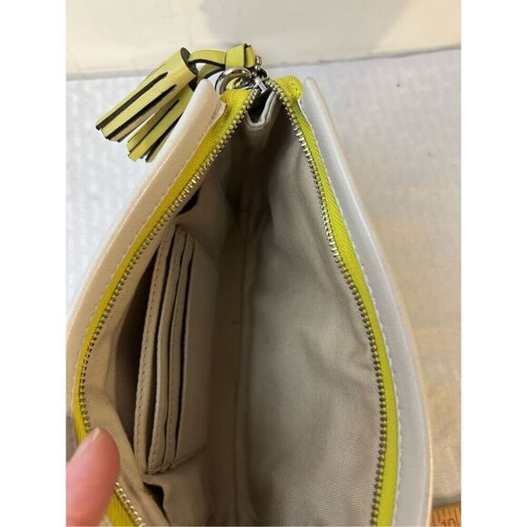 Coach wristlet 9"x6" color block beige yellow blue (pen mark) - Picture 7 of 8